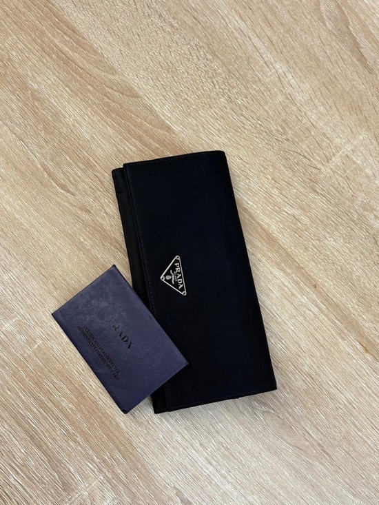 Prada Other - Prada Black Nylon Long Wallet with Silver Triangle Logo